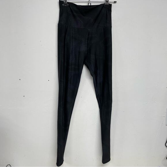 Onzie Black Grey & Purple Print High Rise Full Length Leggings Womens M/L Gym - Picture 1 of 8
